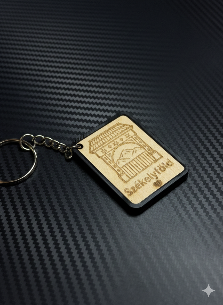 Székelyföld Schlüsselanhänger – Lasergravur Holz & 3D-Rahmen – Bild 2