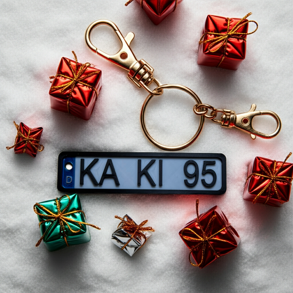 Personalisierter Mini-Kennzeichen Schlüsselanhänger – Wunschtext – Bild 2