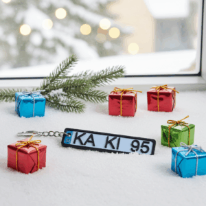 Personalisierter Mini-Kennzeichen Schlüsselanhänger – Wunschtext